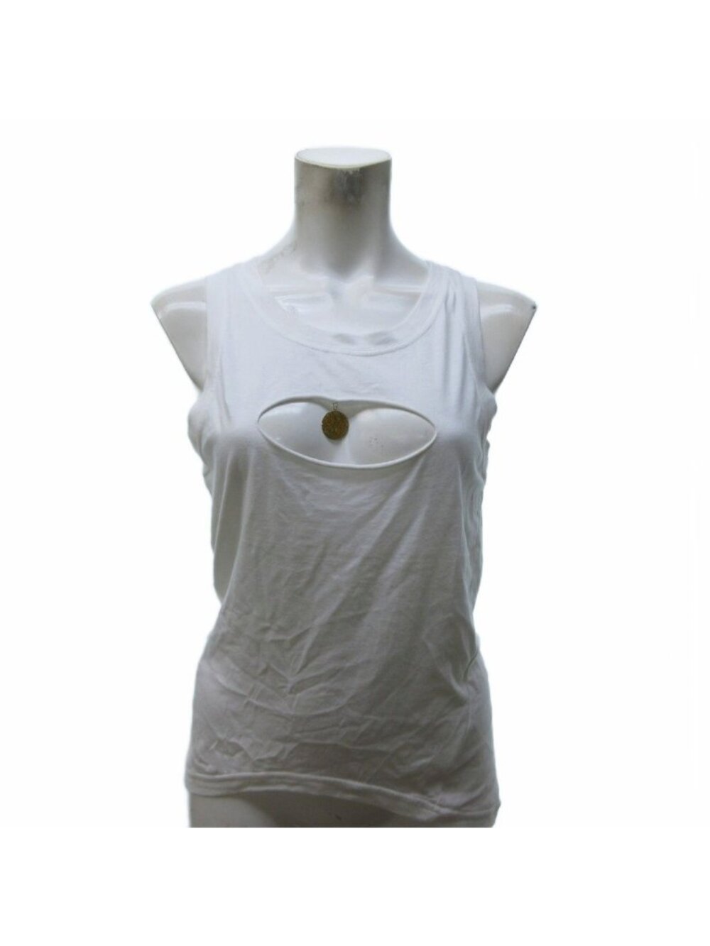 Chanel 07P Tank Top Medal Motif Sleeveless White 38